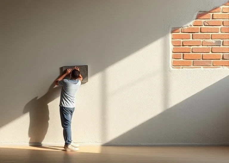 Application d'un enduit décoratif à la lisseuse sur un mur