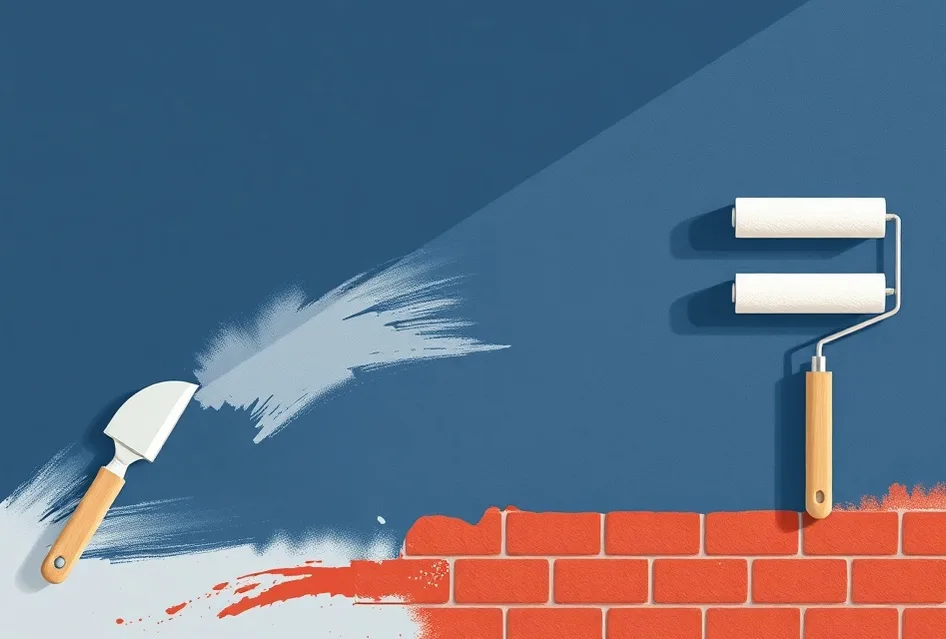 Outils de peinture disposés dans l'ordre des étapes du chantier