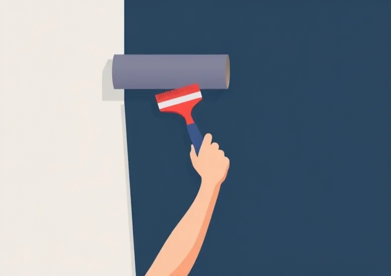 Pose de papier peint, rouleau et brosse à maroufler